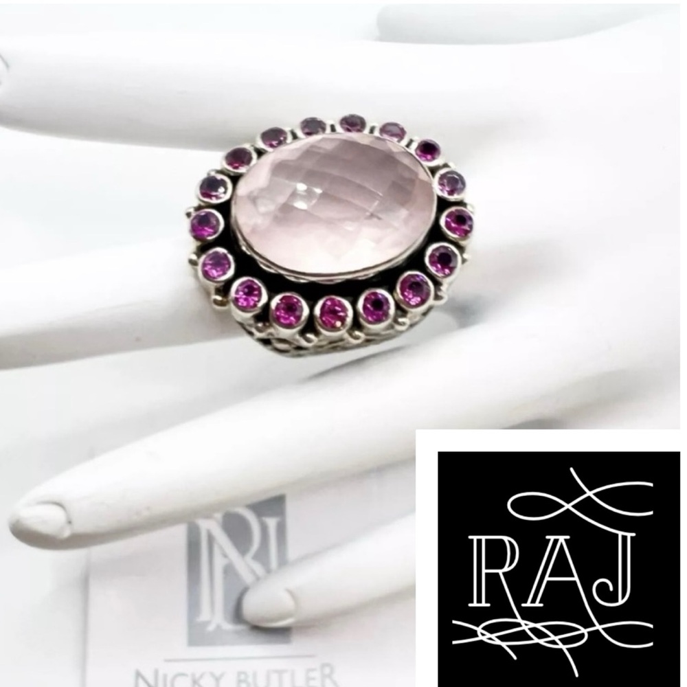 🦋NICKY BUTLER RAJ 925 Sterling Silver Rose Quartz SZ 6 Ring NEW Limited …